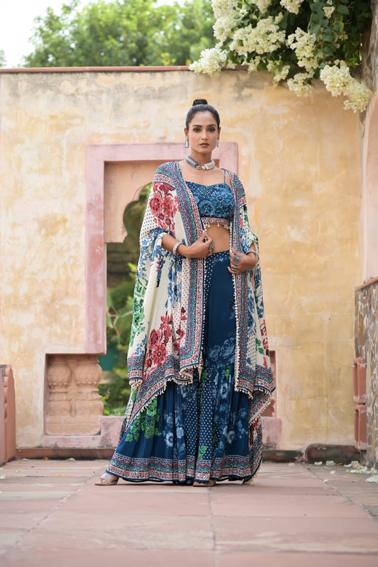 Midnight Blossom Cape Set