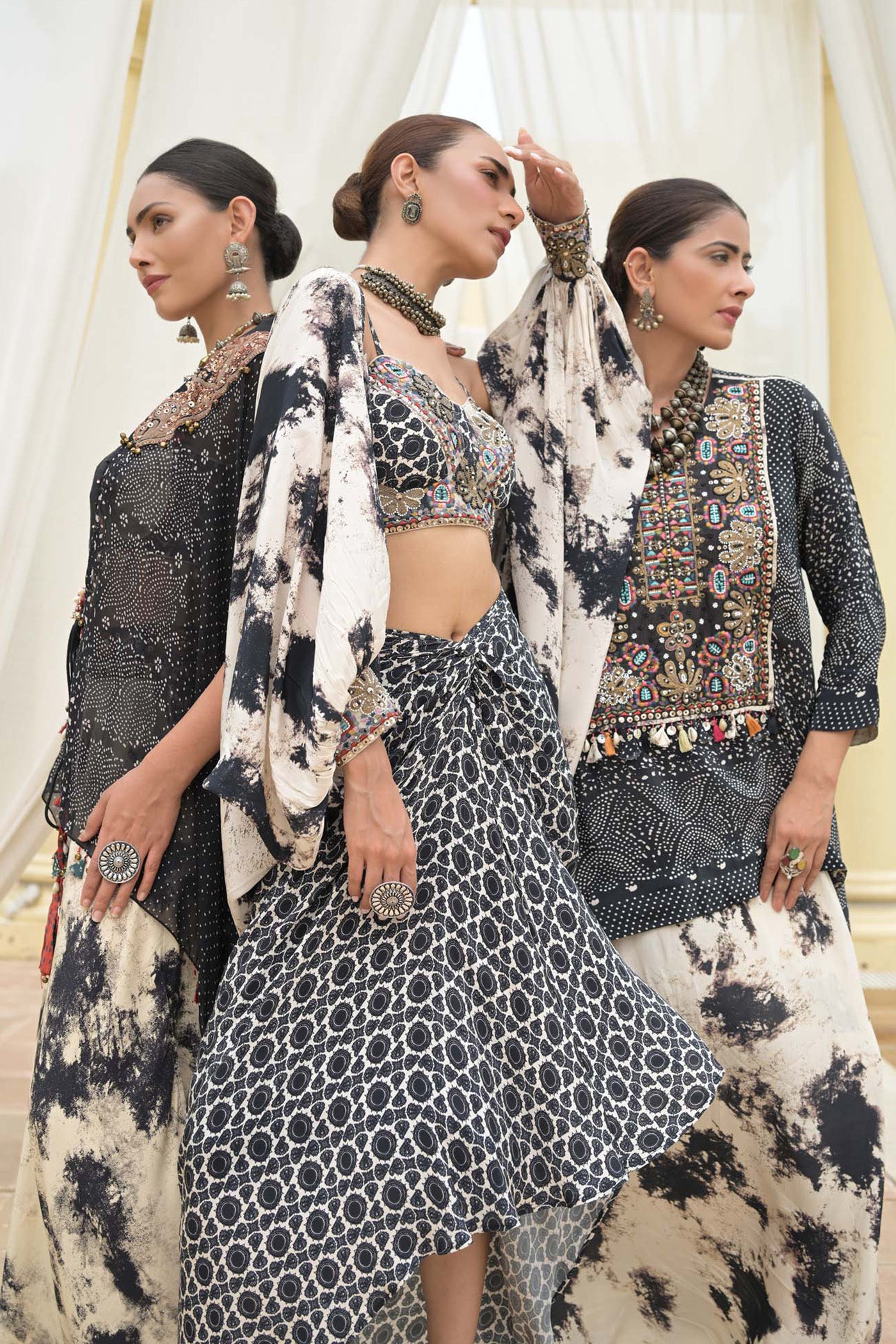 Chic Contrast Dhoti Set