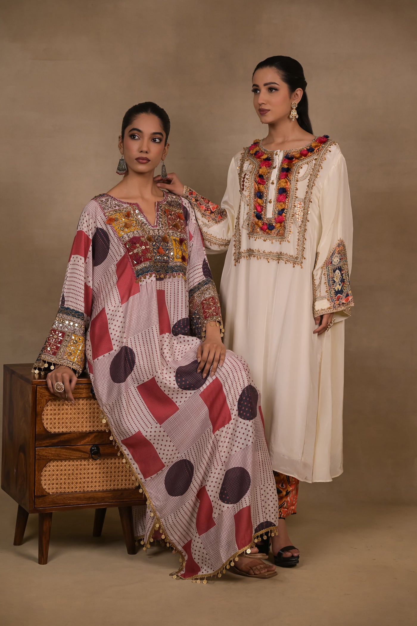 Ruby Patchwork Embellished Kaftan