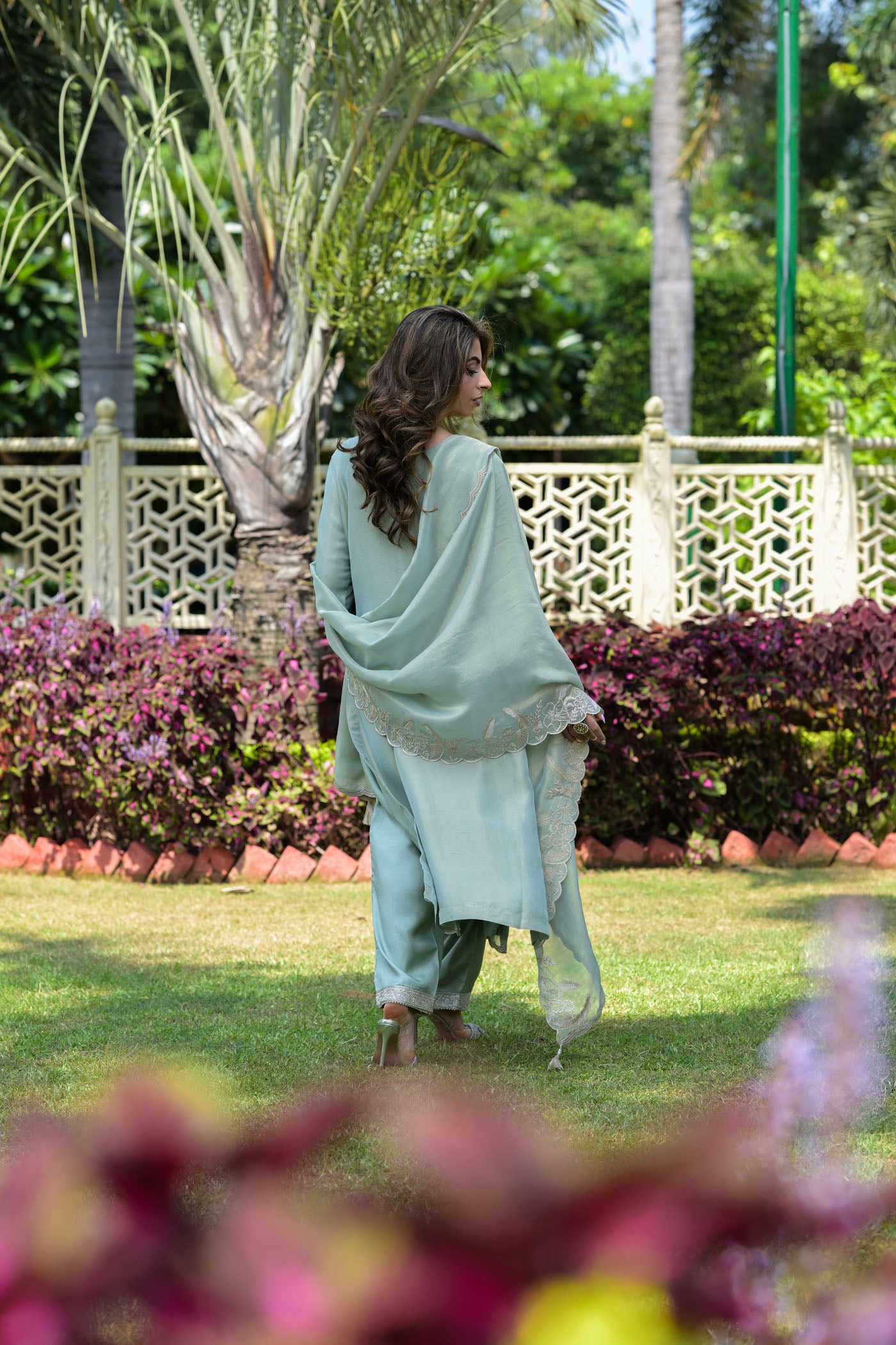 Teal Blue Embroidered kurta Set