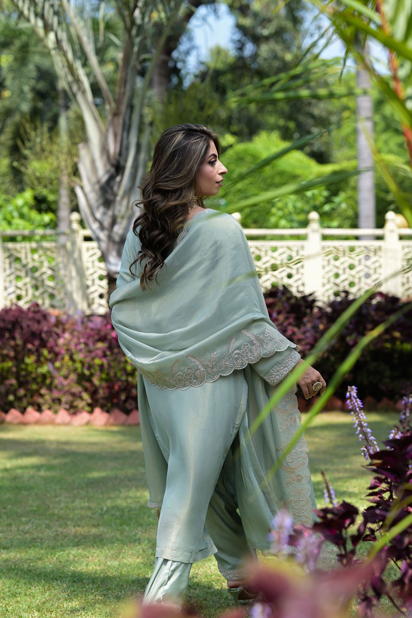 Teal Blue Embroidered kurta Set