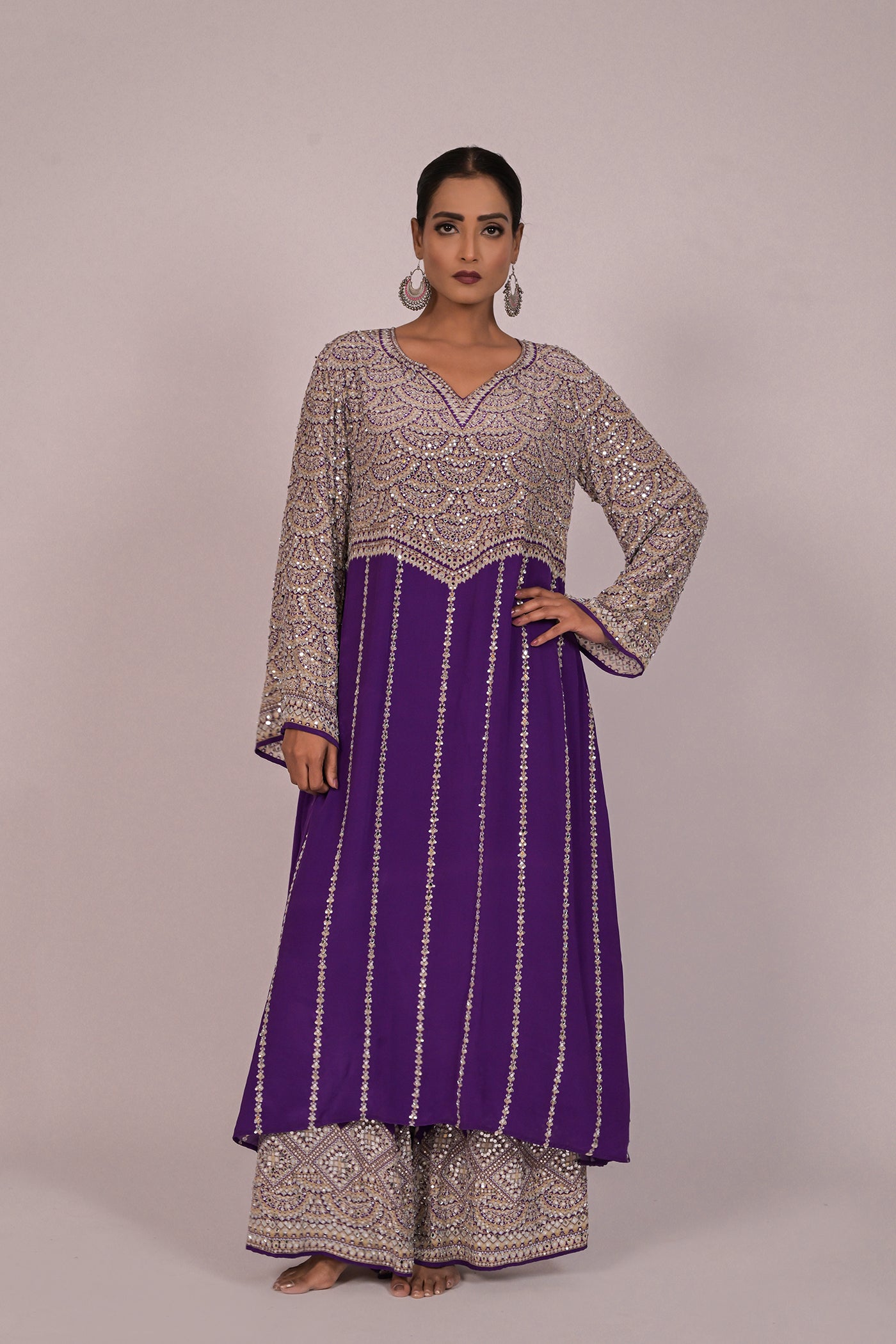 Royal Amethyst Embellished Kurta Set