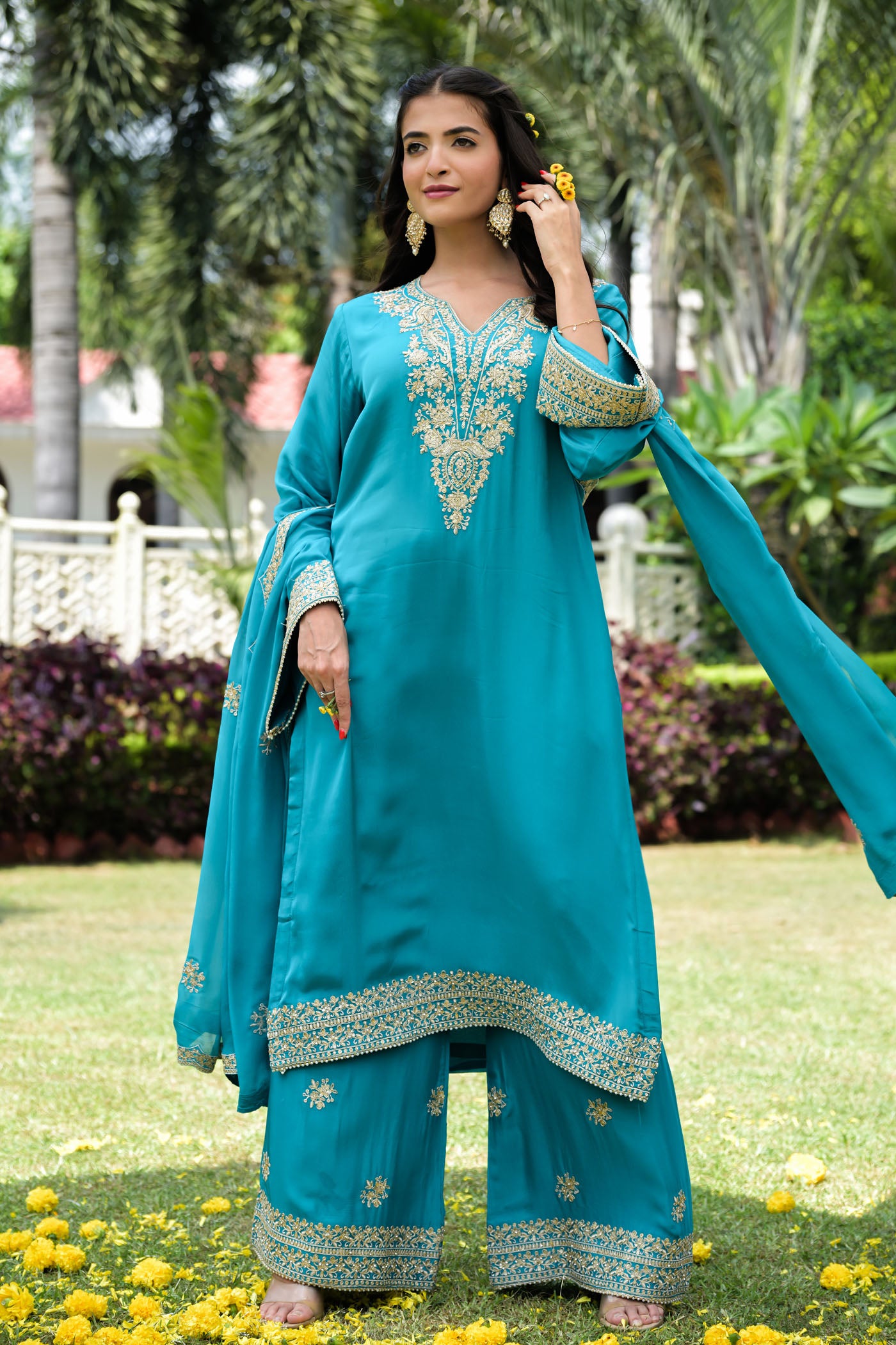 Mint Whisper Embroidered kurta Set