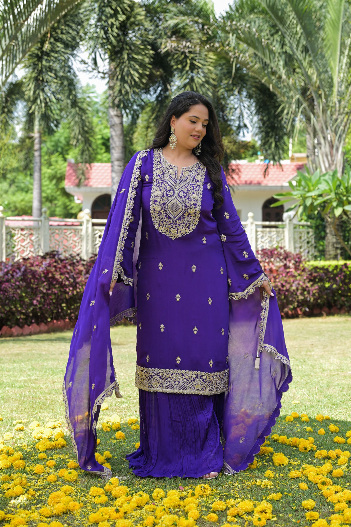 Royal Violet Embroidered kurta Set