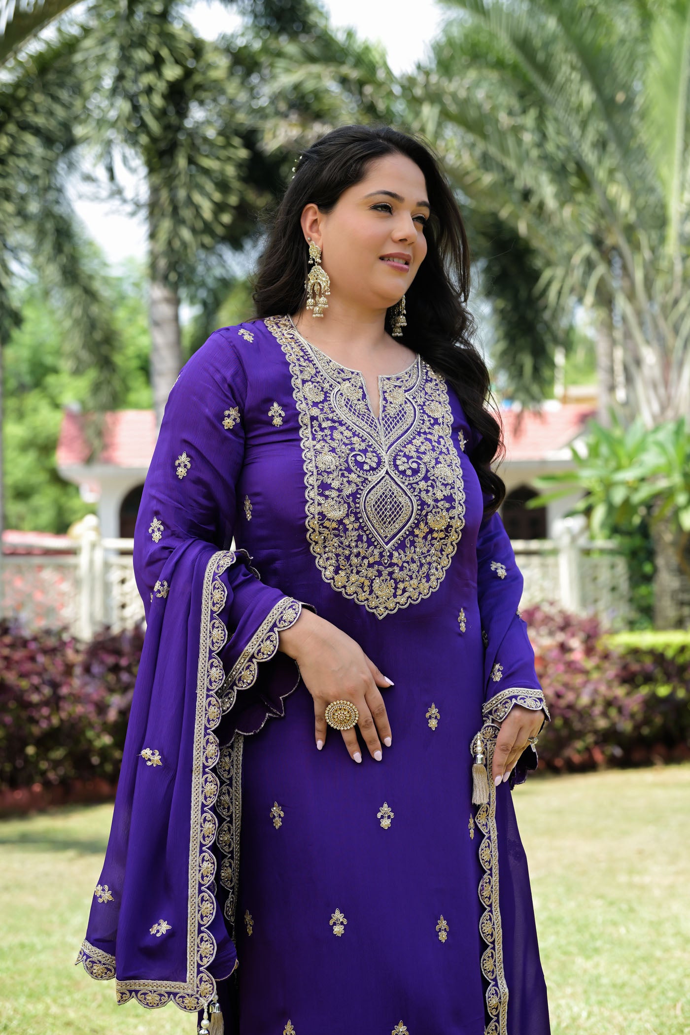 Royal Violet Embroidered kurta Set