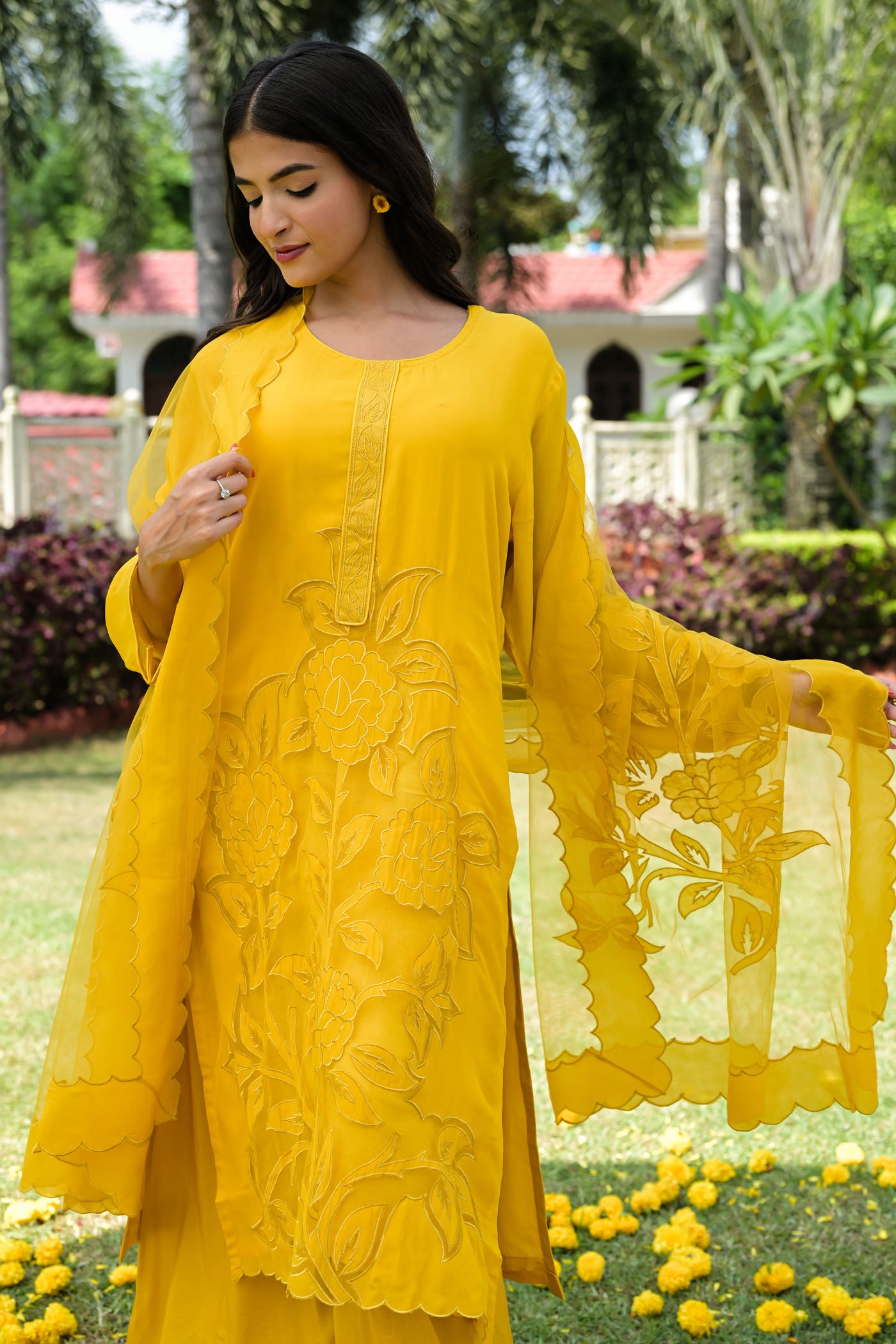 Golden Glow Organza Kurta Set