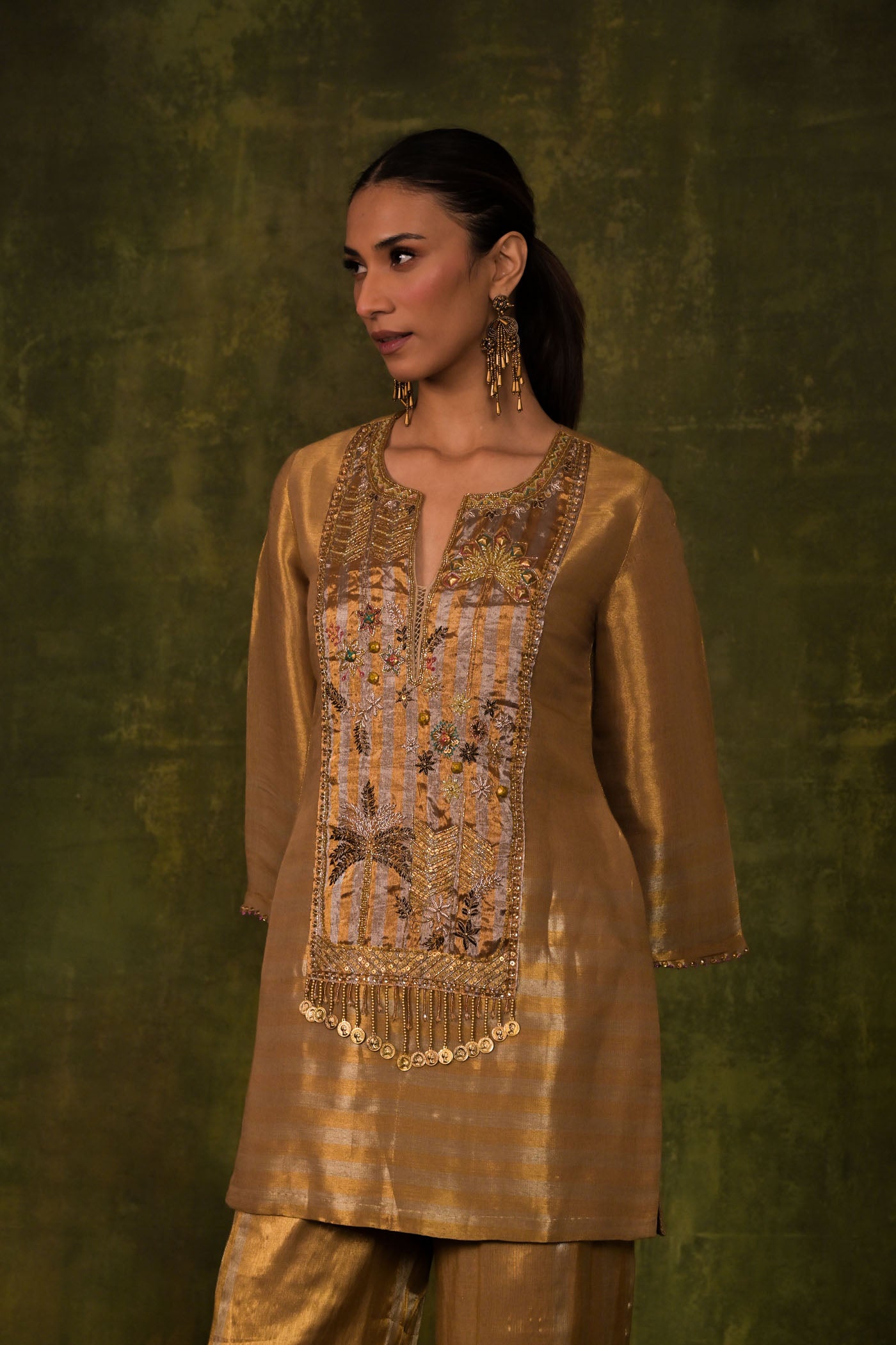 mustard-golden kurta set