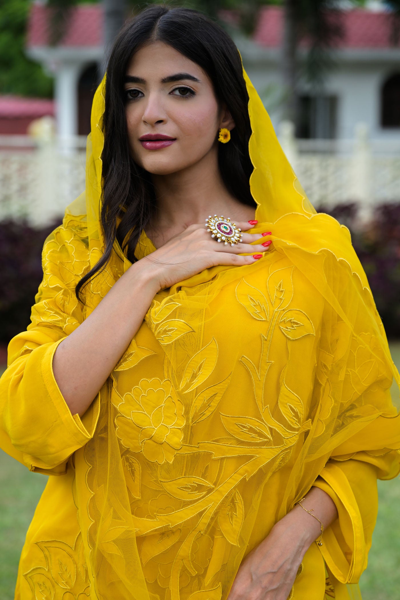 Golden Glow Organza Kurta Set