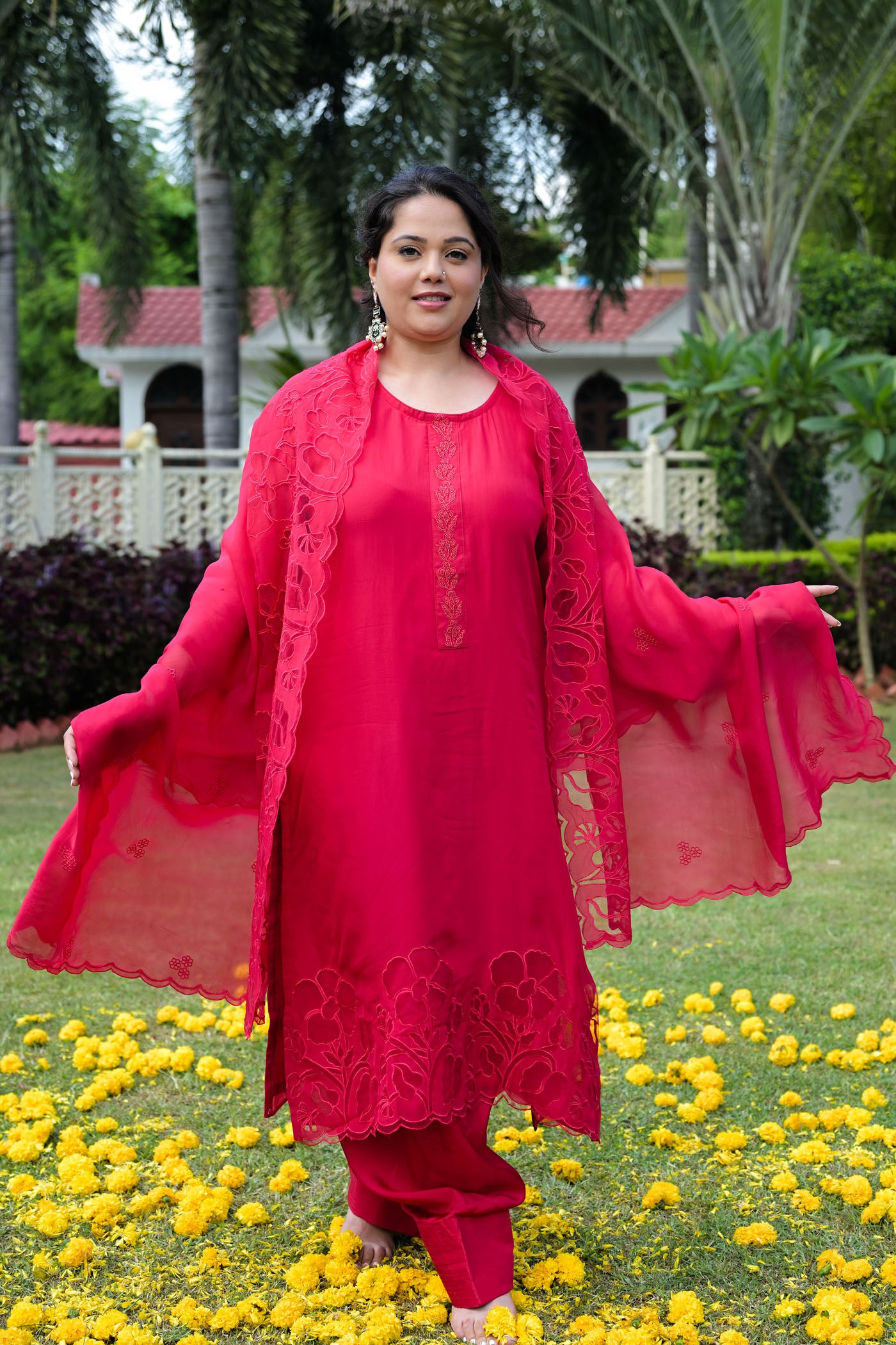 Scarlet Bloom Kurta Set