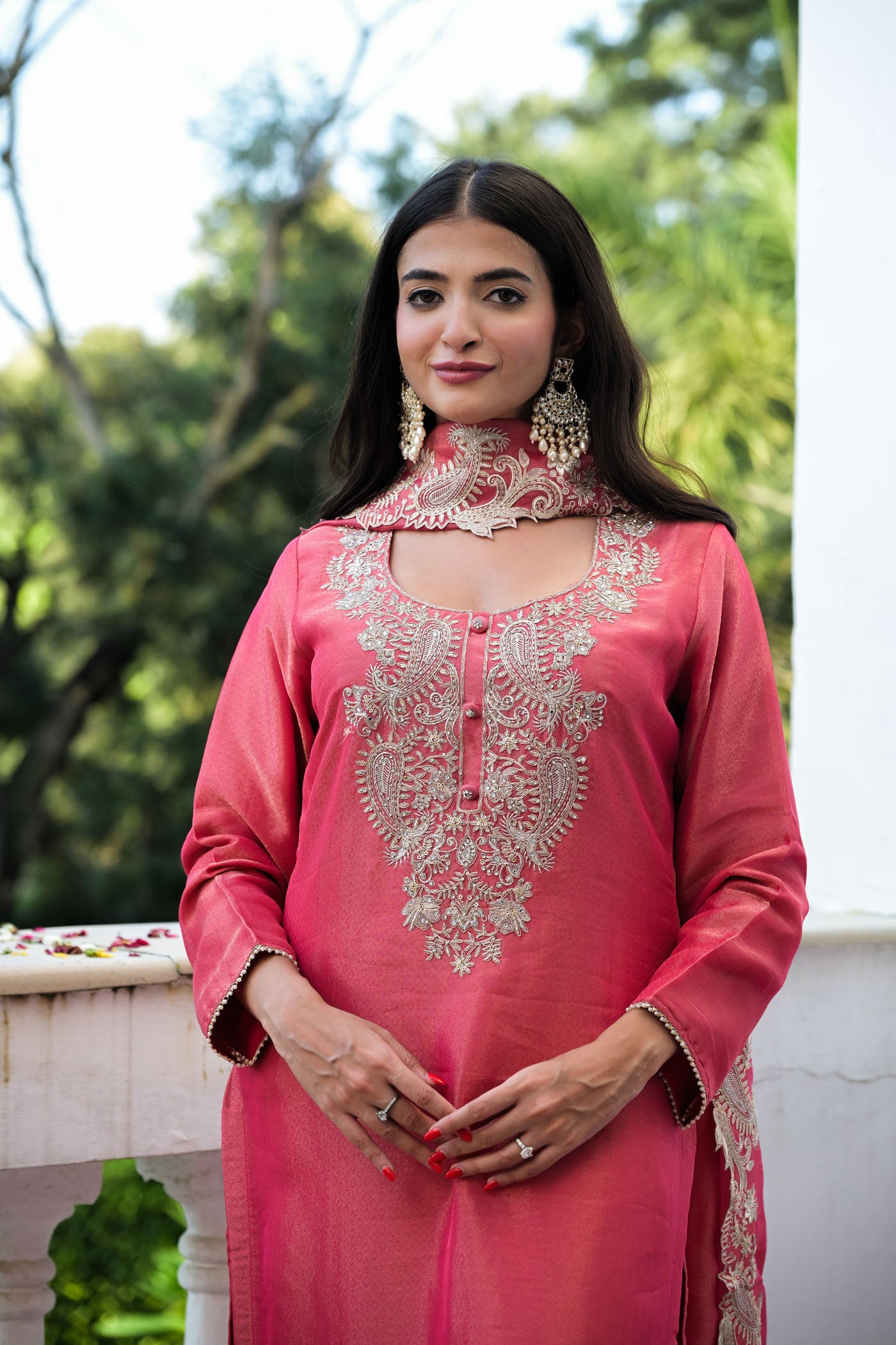 Rose Pink Embroidered Kurta Set