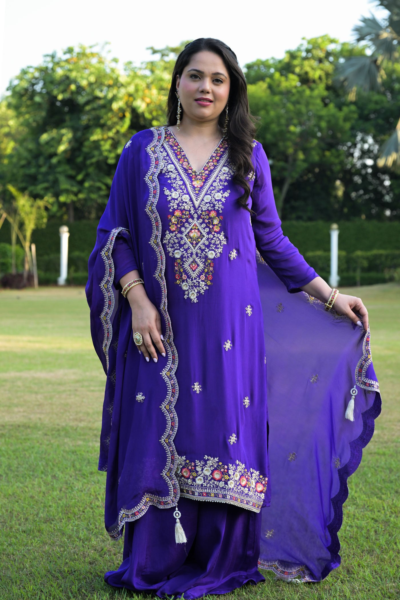 Royal Purple Embroidered kurta Set