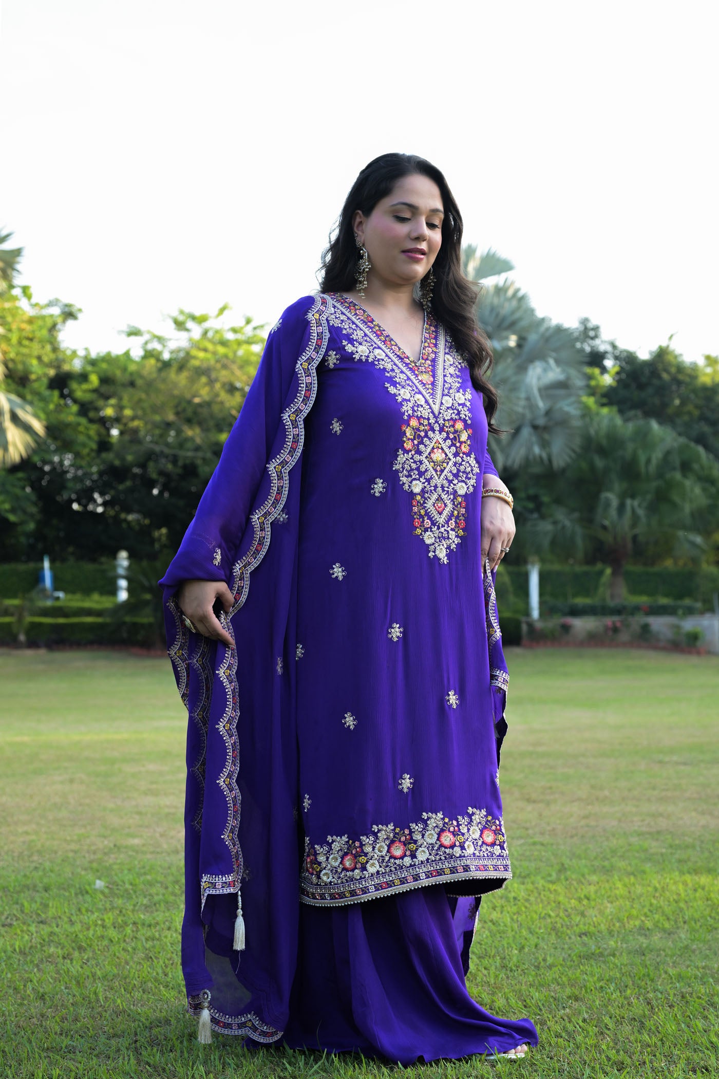 Royal Purple Embroidered kurta Set