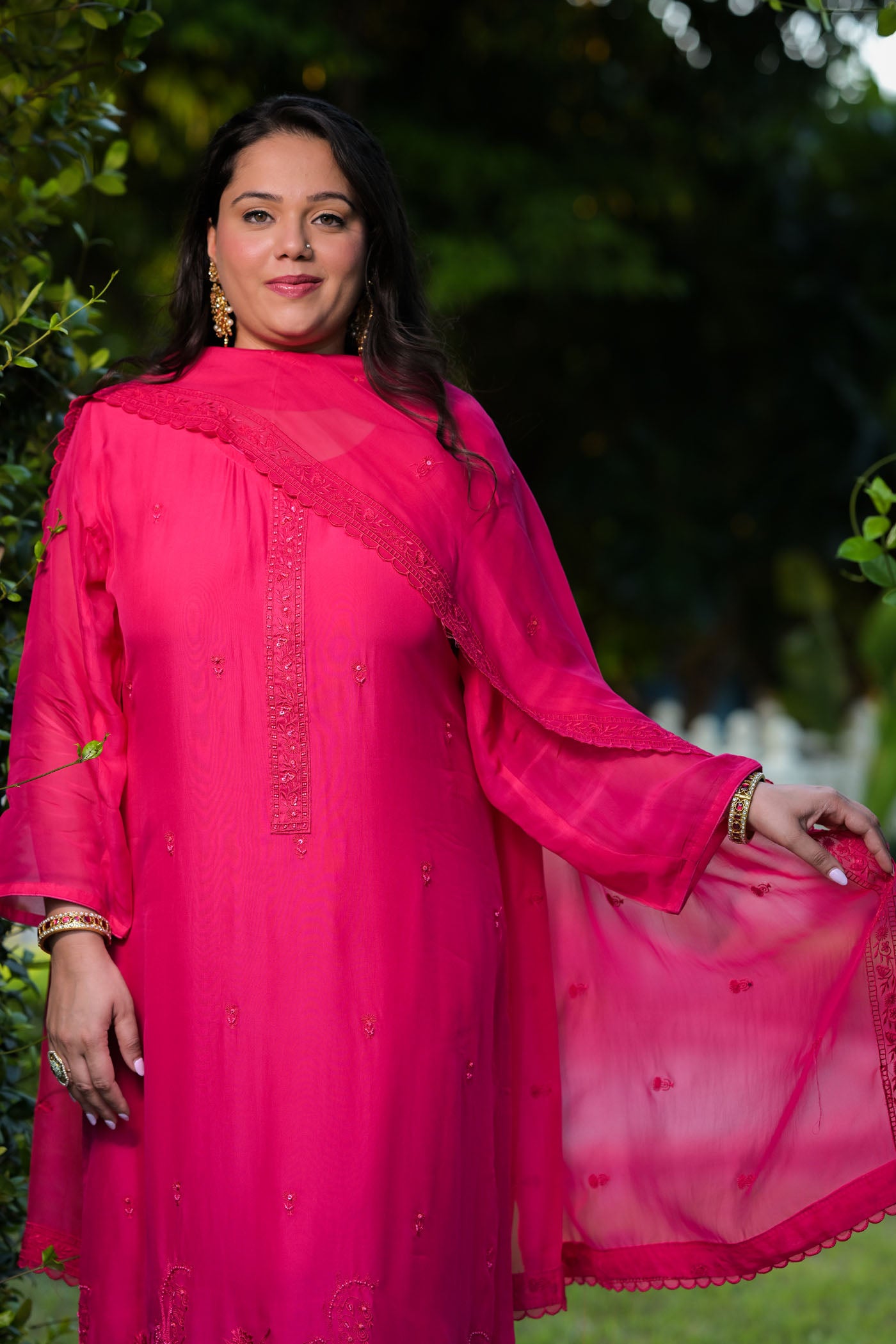 Fuchsia Glow Embroidered Kurta Set