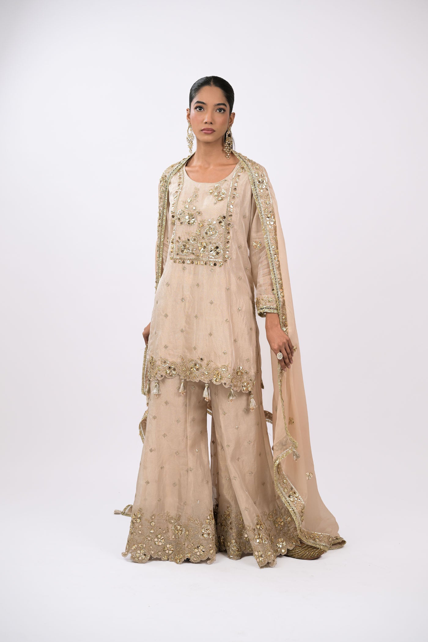 Noor Champagne Embellished Kurta Set