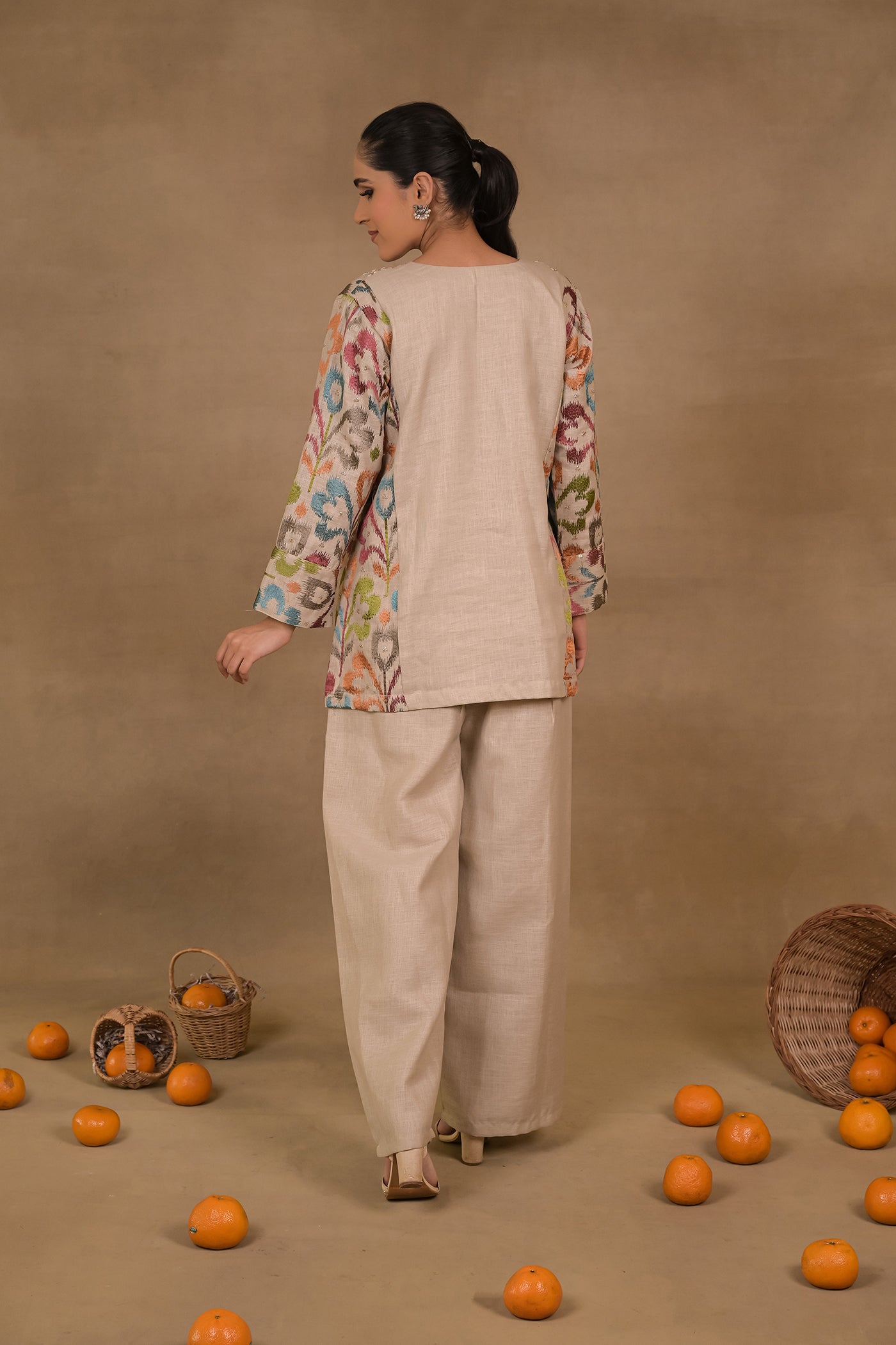 Beige Prism Linen Co-Ord Set