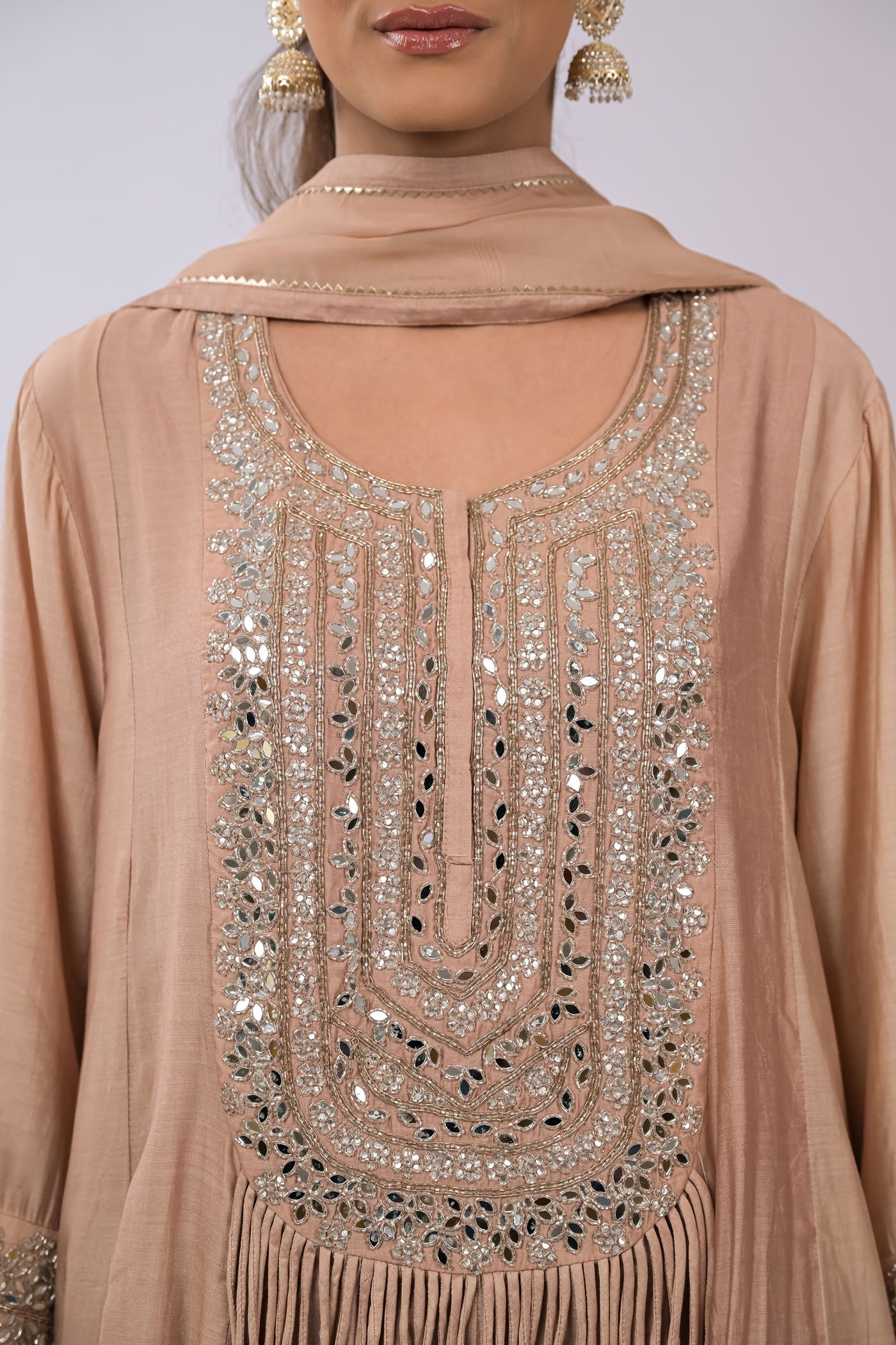 Noorza Fringe-Detail Kurta Set with Dupatta