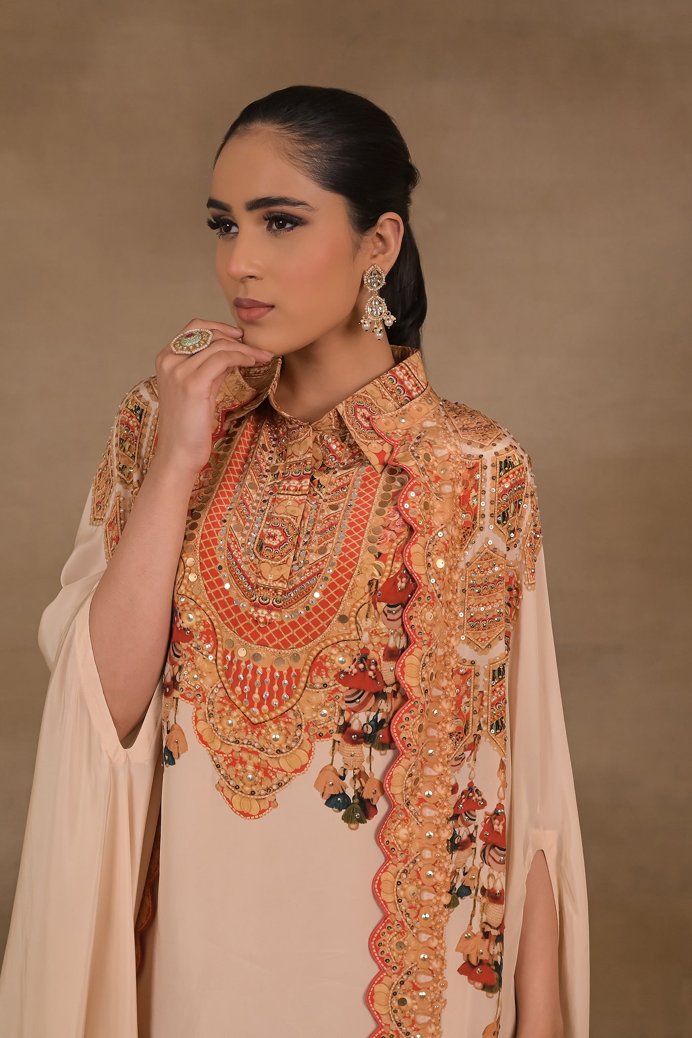 Ivory Royale Short Kurta Cape Set