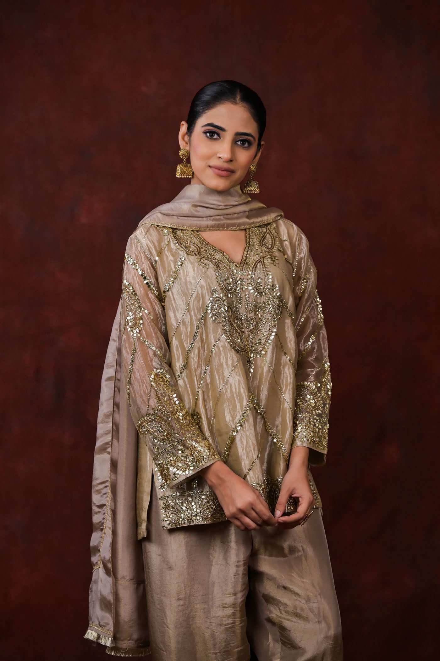 Ira Bronze Embroidered Kurta Set