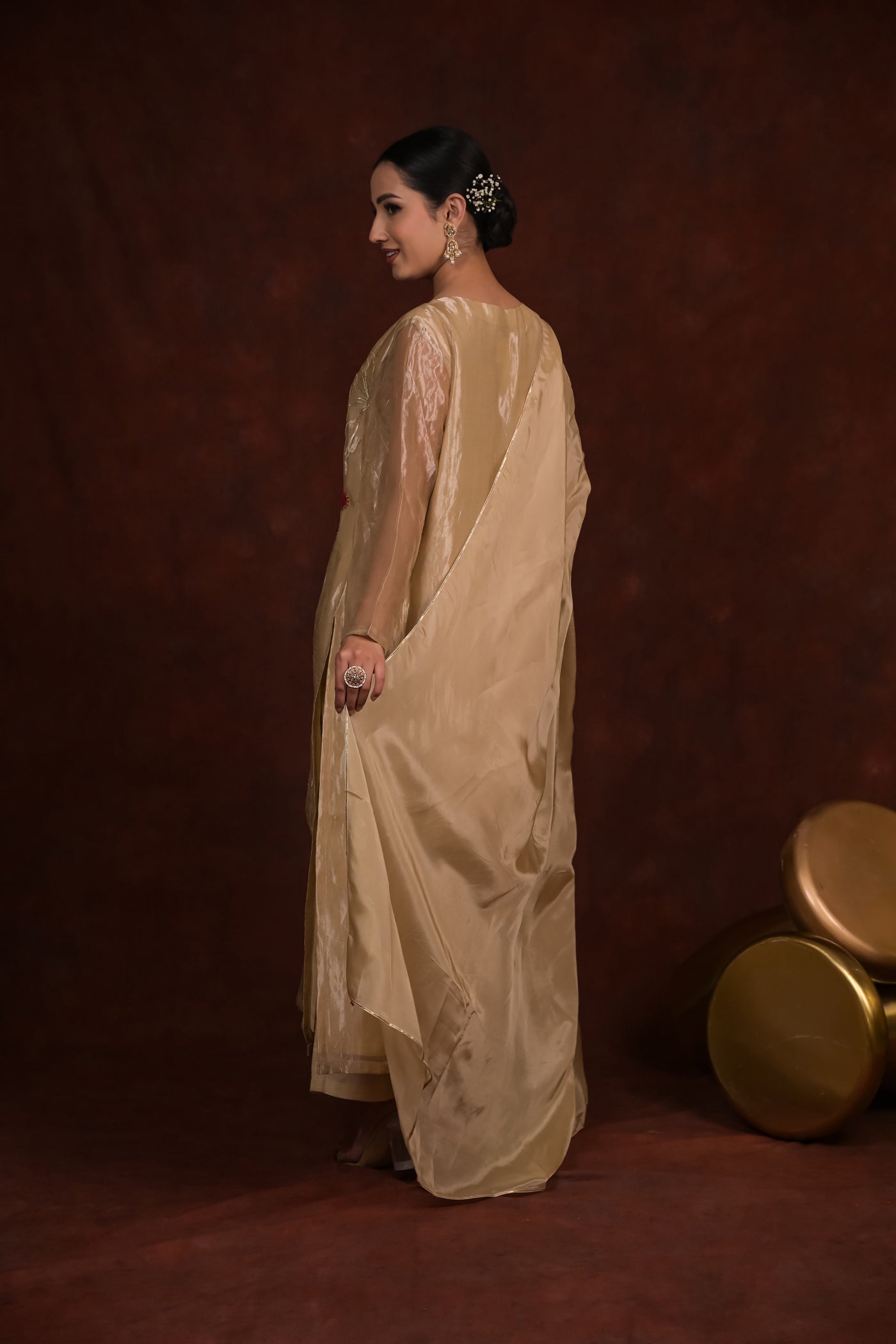 Beige Blossom Tissue Co-Ord Set