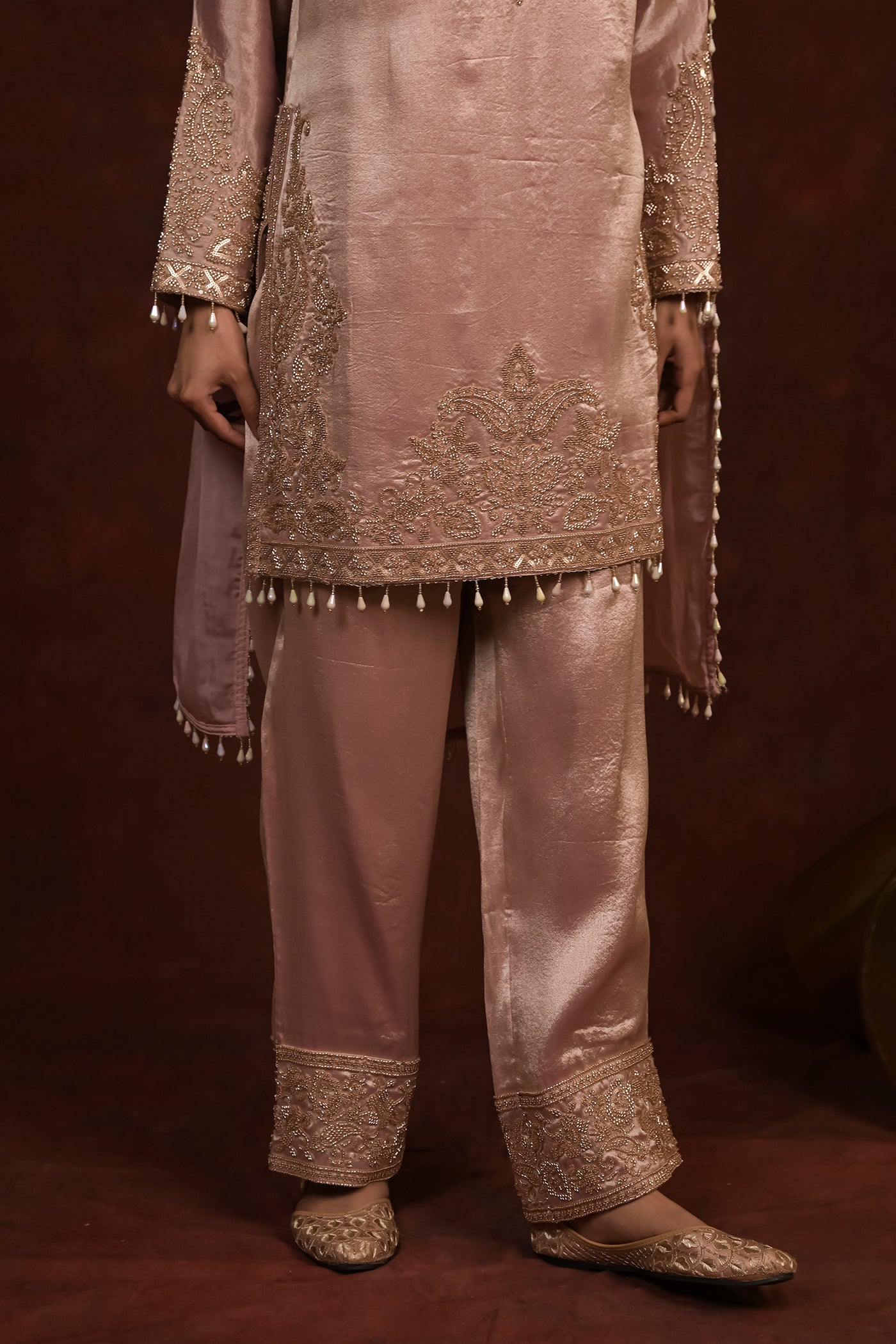 Blush Pearl Organza Tissue Kurta Set