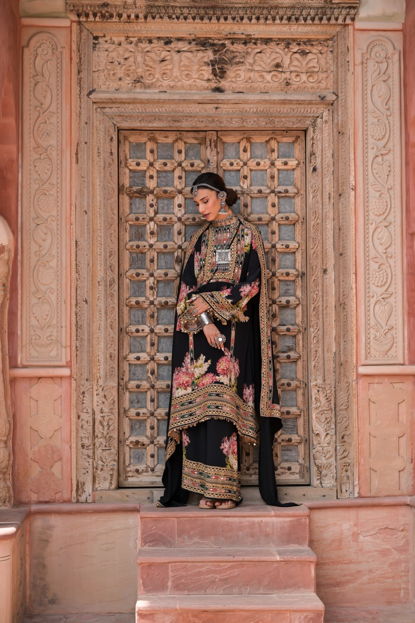Zaria Floral Embroidered Kurta Pant Set with Dupatta
