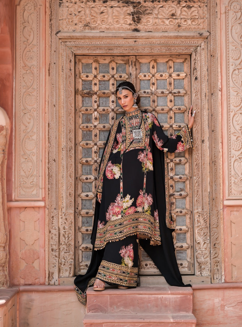 Zaria Floral Embroidered Kurta Pant Set with Dupatta