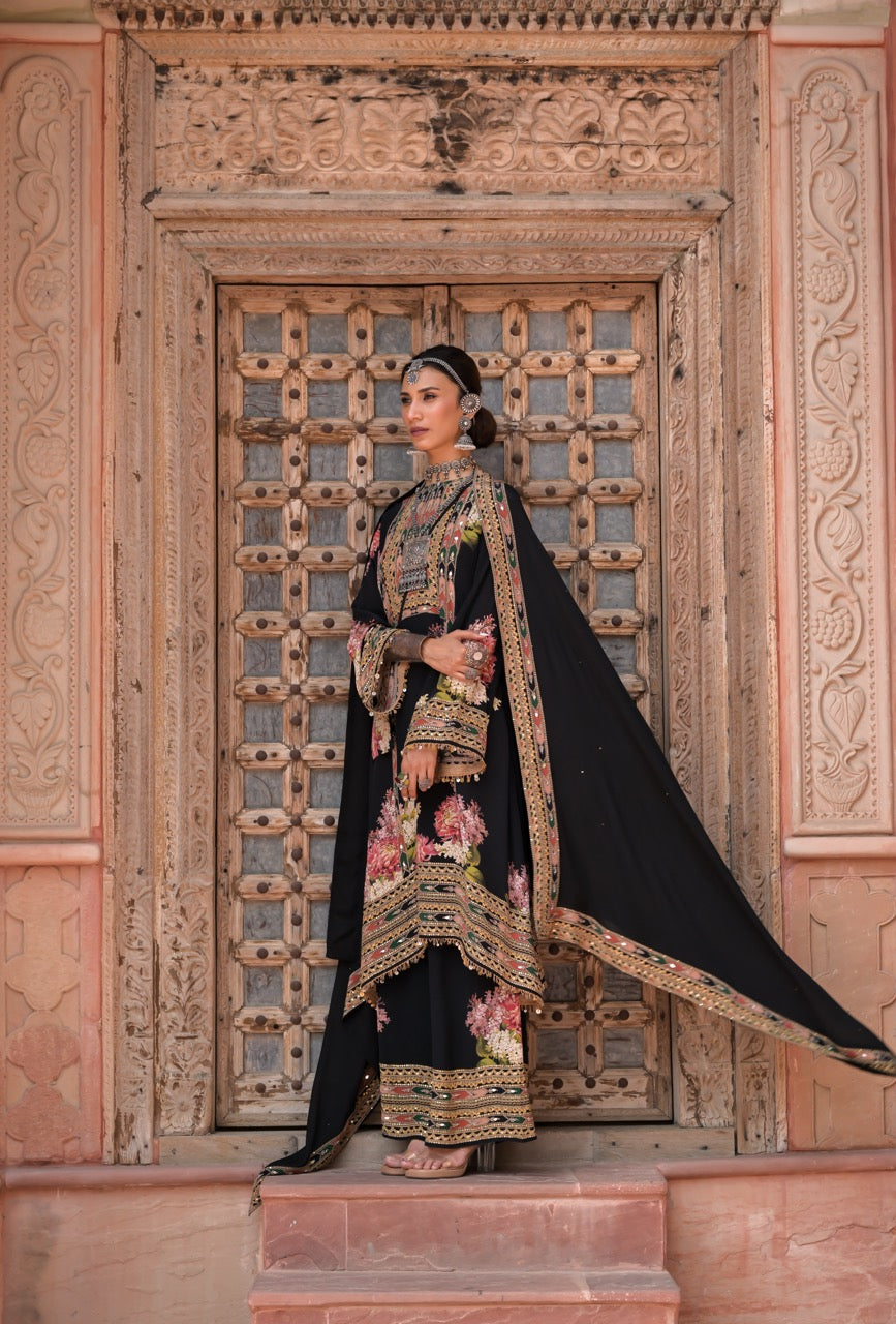 Zaria Floral Embroidered Kurta Pant Set with Dupatta