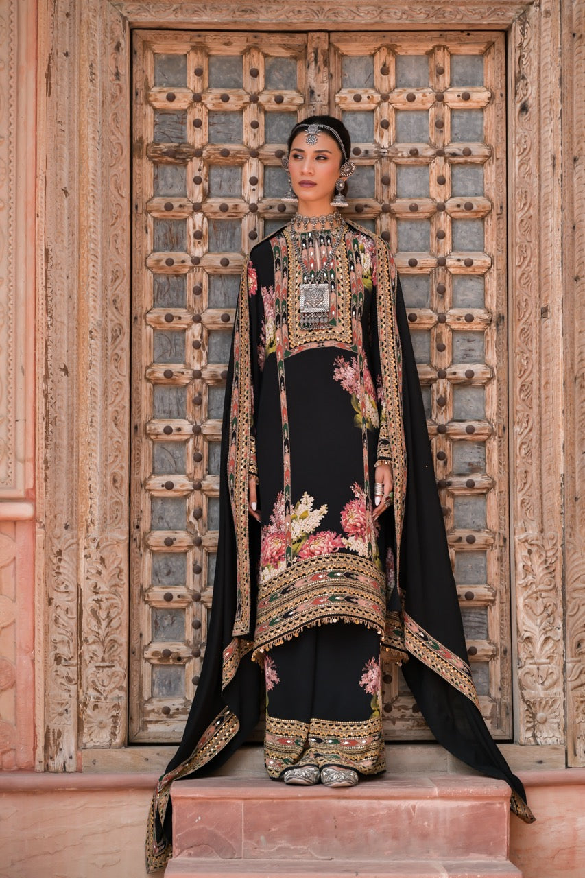 Zaria Floral Embroidered Kurta Pant Set with Dupatta