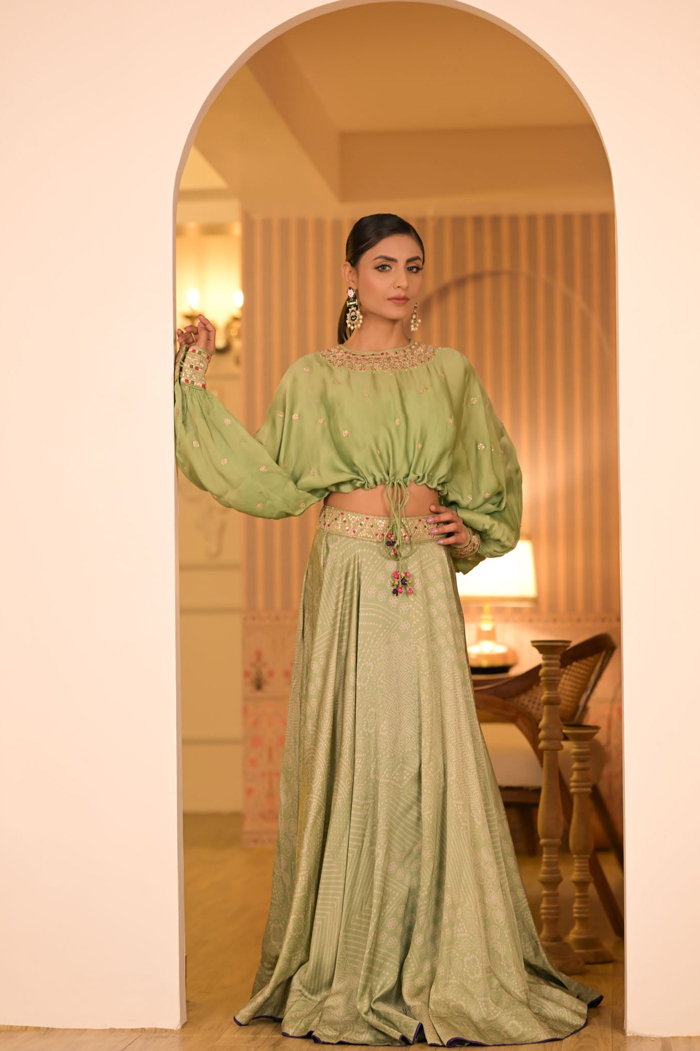 Mint Green Top & Skirt Set