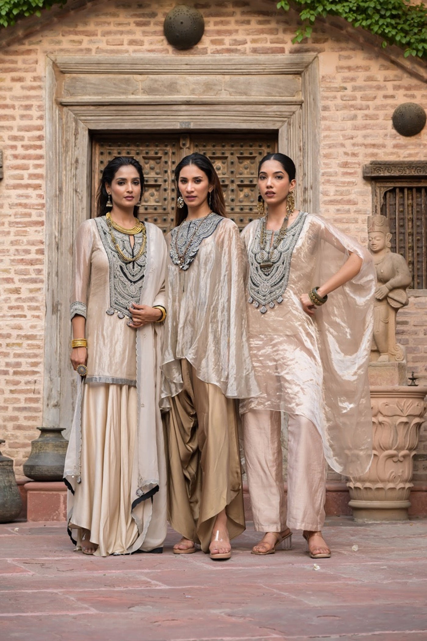 Antique Ivory Sharara Set
