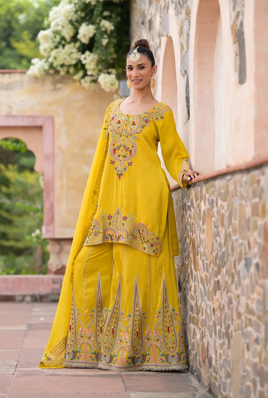 Mustard Gharara Set