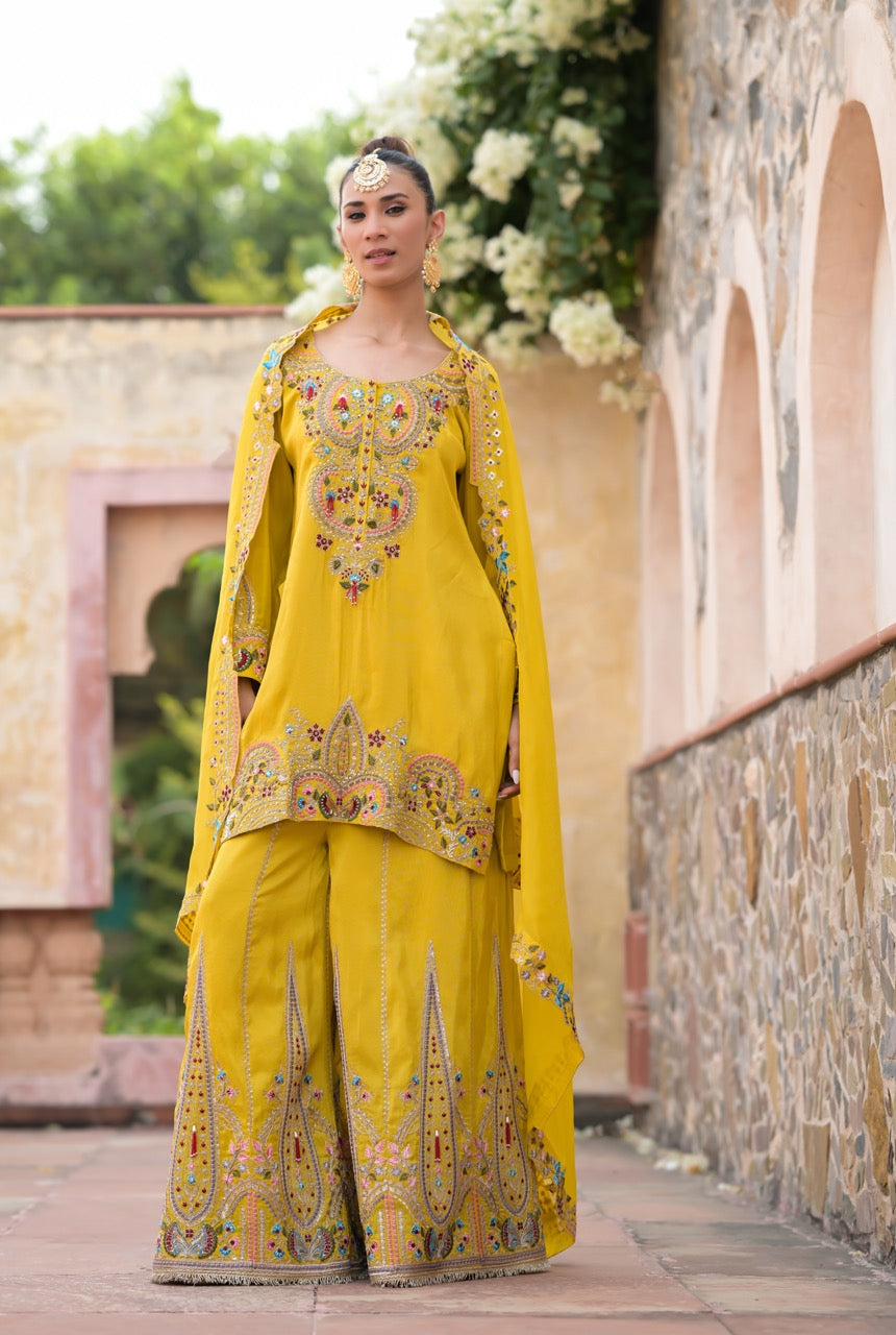 Mustard Gharara Set