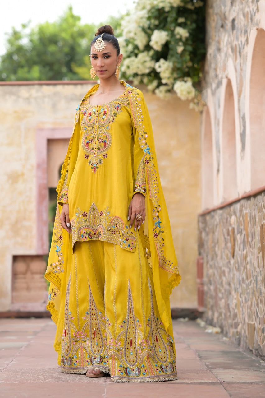 Mustard Gharara Set