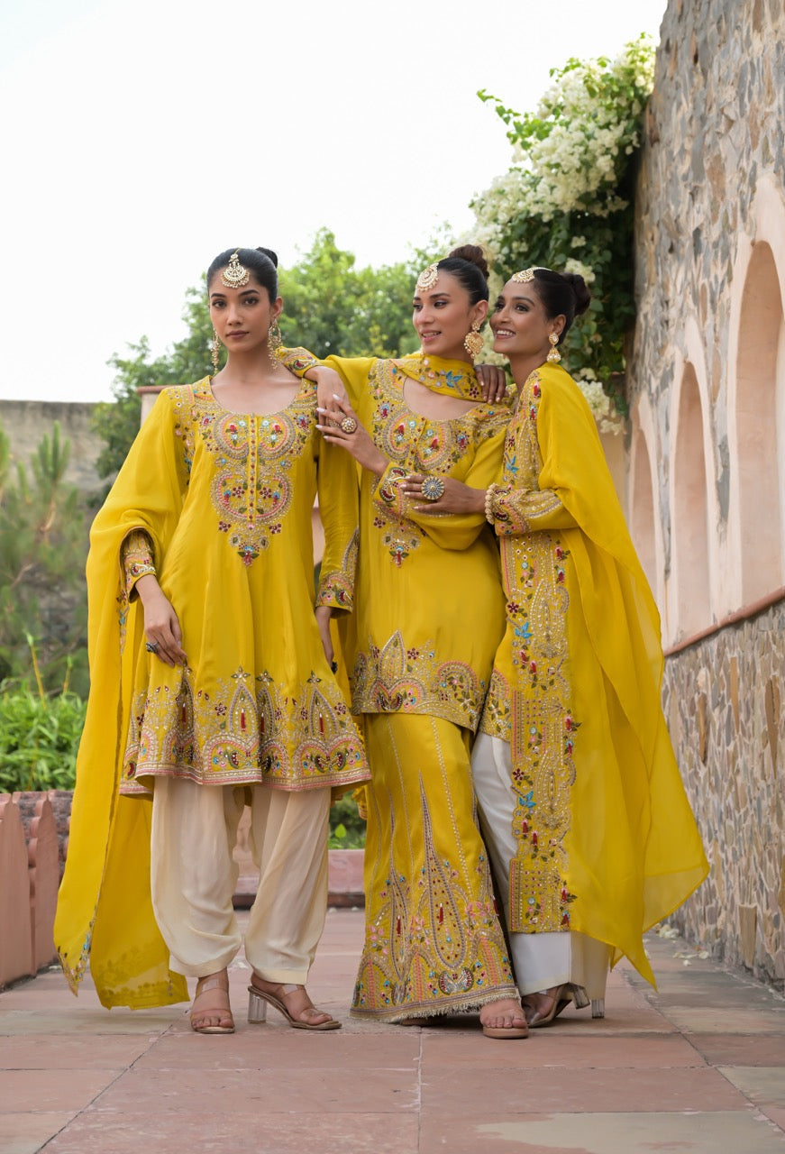 Mustard Gharara Set