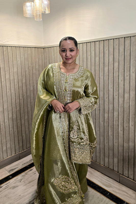 Ruby Bhatiya In Zehra Olive Embroidered Kurta Set