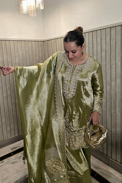 Ruby Bhatiya In Zehra Olive Embroidered Kurta Set