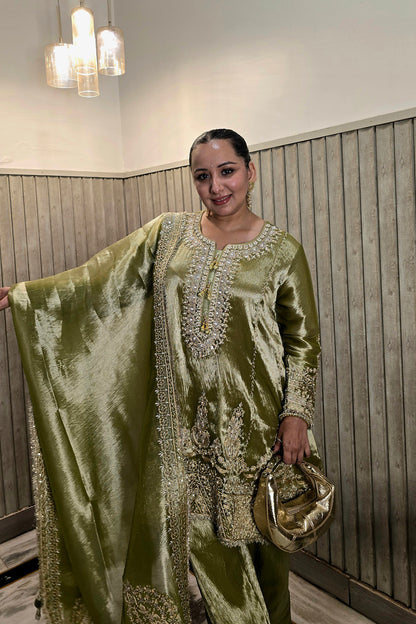 Ruby Bhatiya In Zehra Olive Embroidered Kurta Set