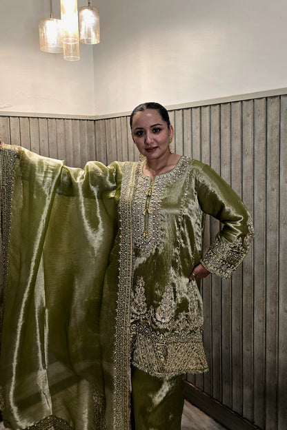 Ruby Bhatiya In Zehra Olive Embroidered Kurta Set