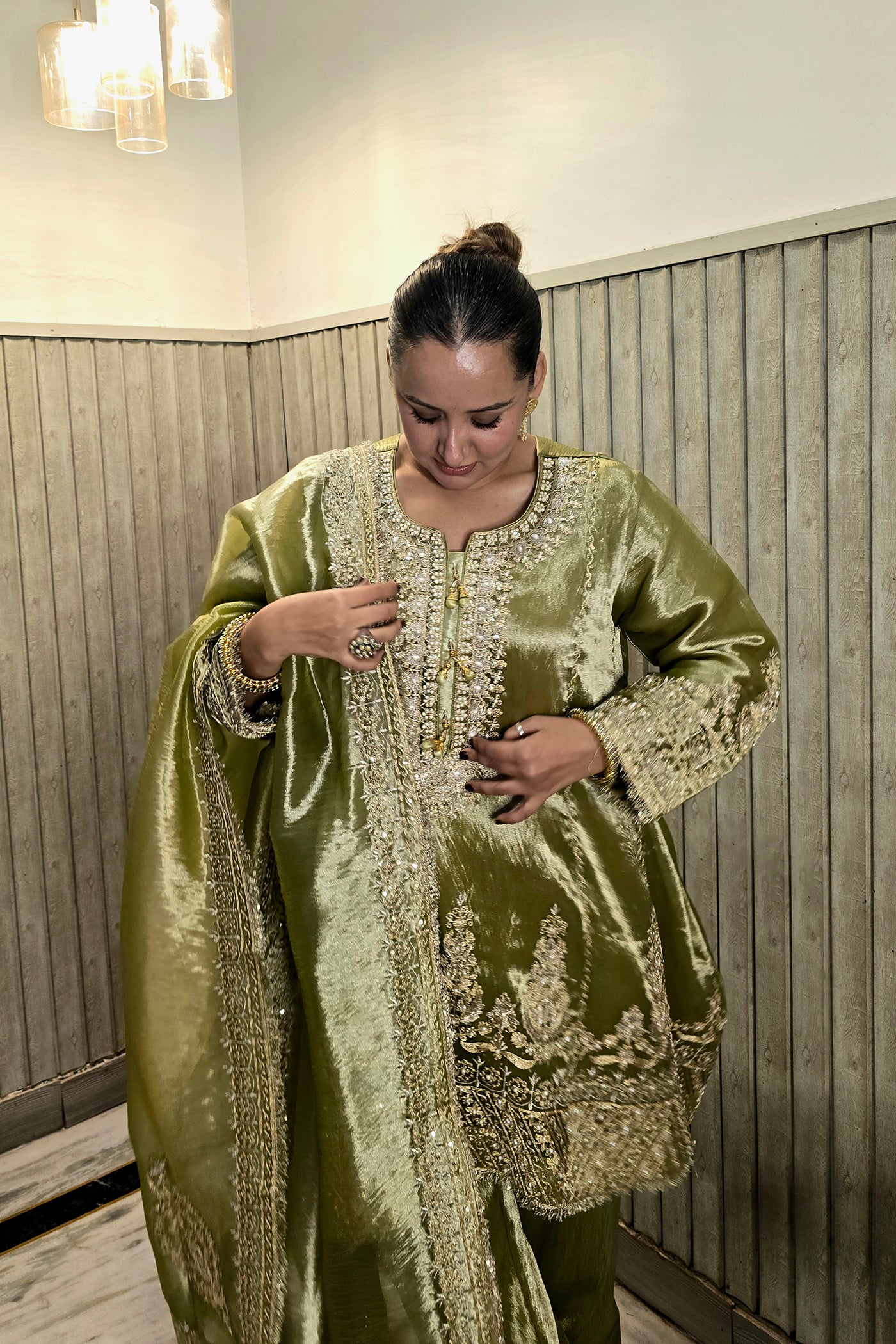 Ruby Bhatiya In Zehra Olive Embroidered Kurta Set