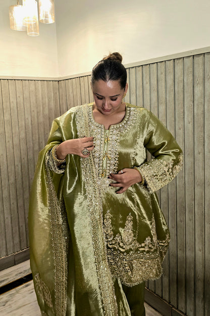 Ruby Bhatiya In Zehra Olive Embroidered Kurta Set