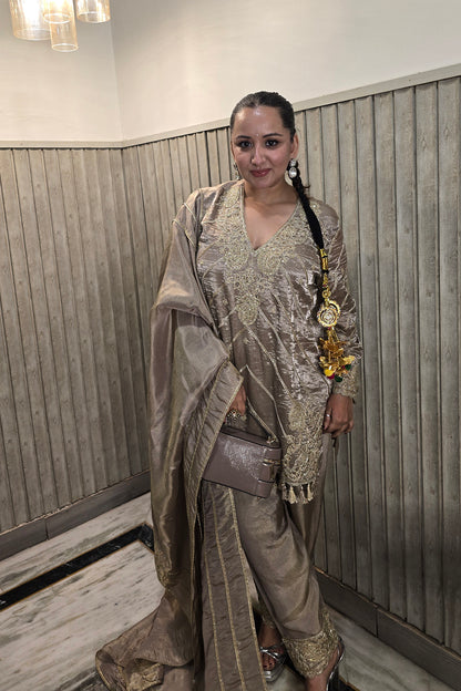 Ruby Bhatiya In Noor Ash Grey Embroidered Kurta Set