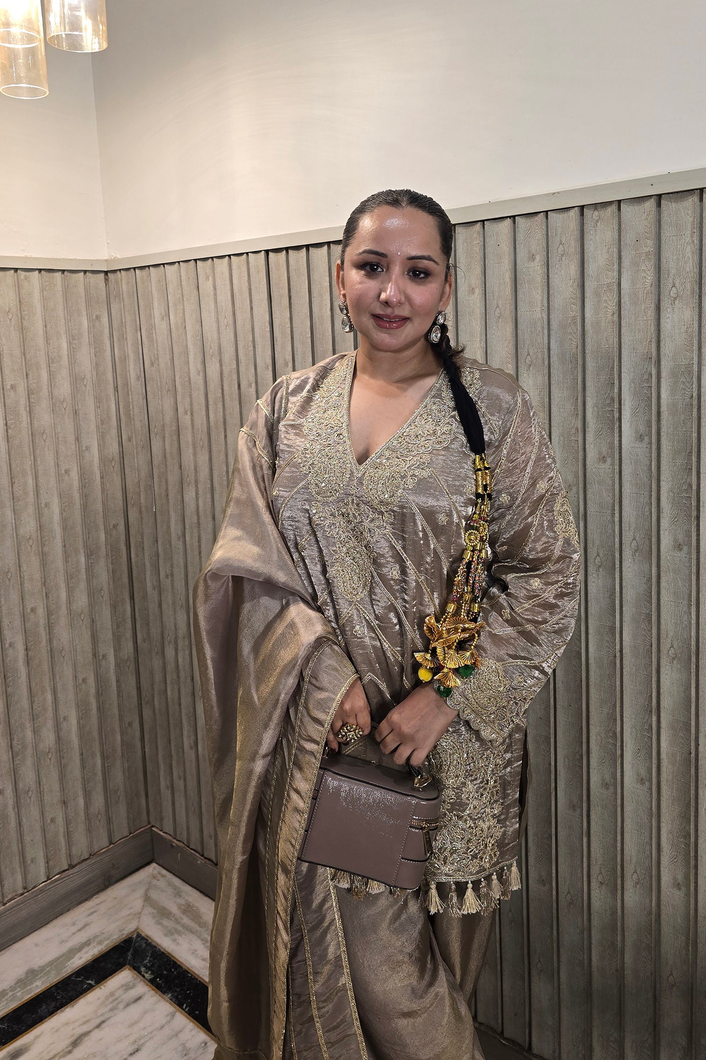 Ruby Bhatiya In Noor Ash Grey Embroidered Kurta Set