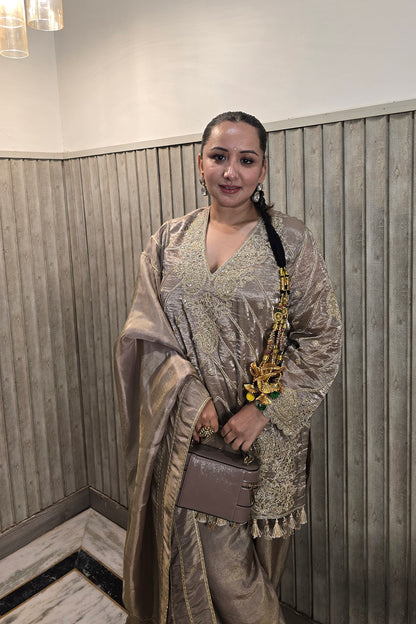 Ruby Bhatiya In Noor Ash Grey Embroidered Kurta Set