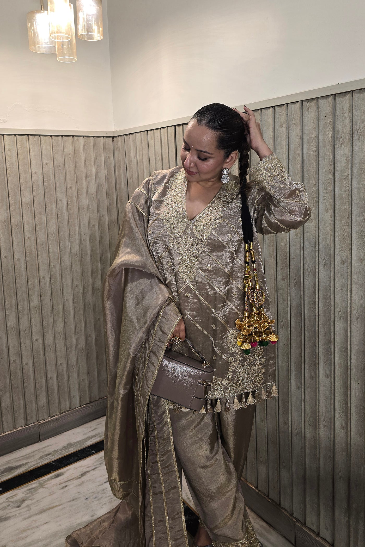 Ruby Bhatiya In Noor Ash Grey Embroidered Kurta Set