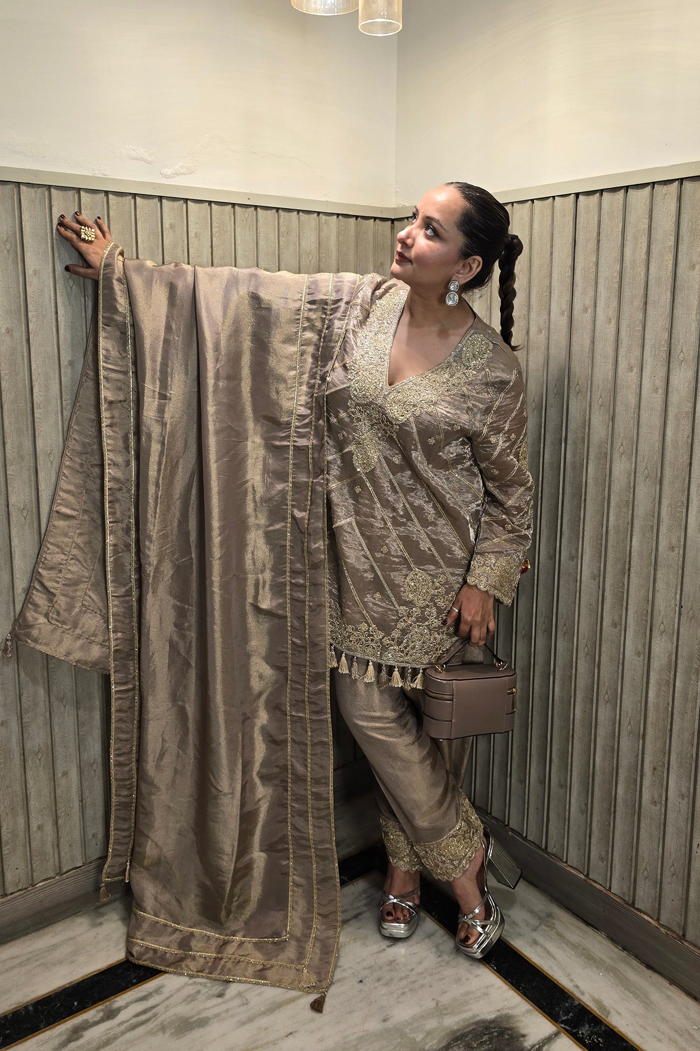 Ruby Bhatiya In Noor Ash Grey Embroidered Kurta Set