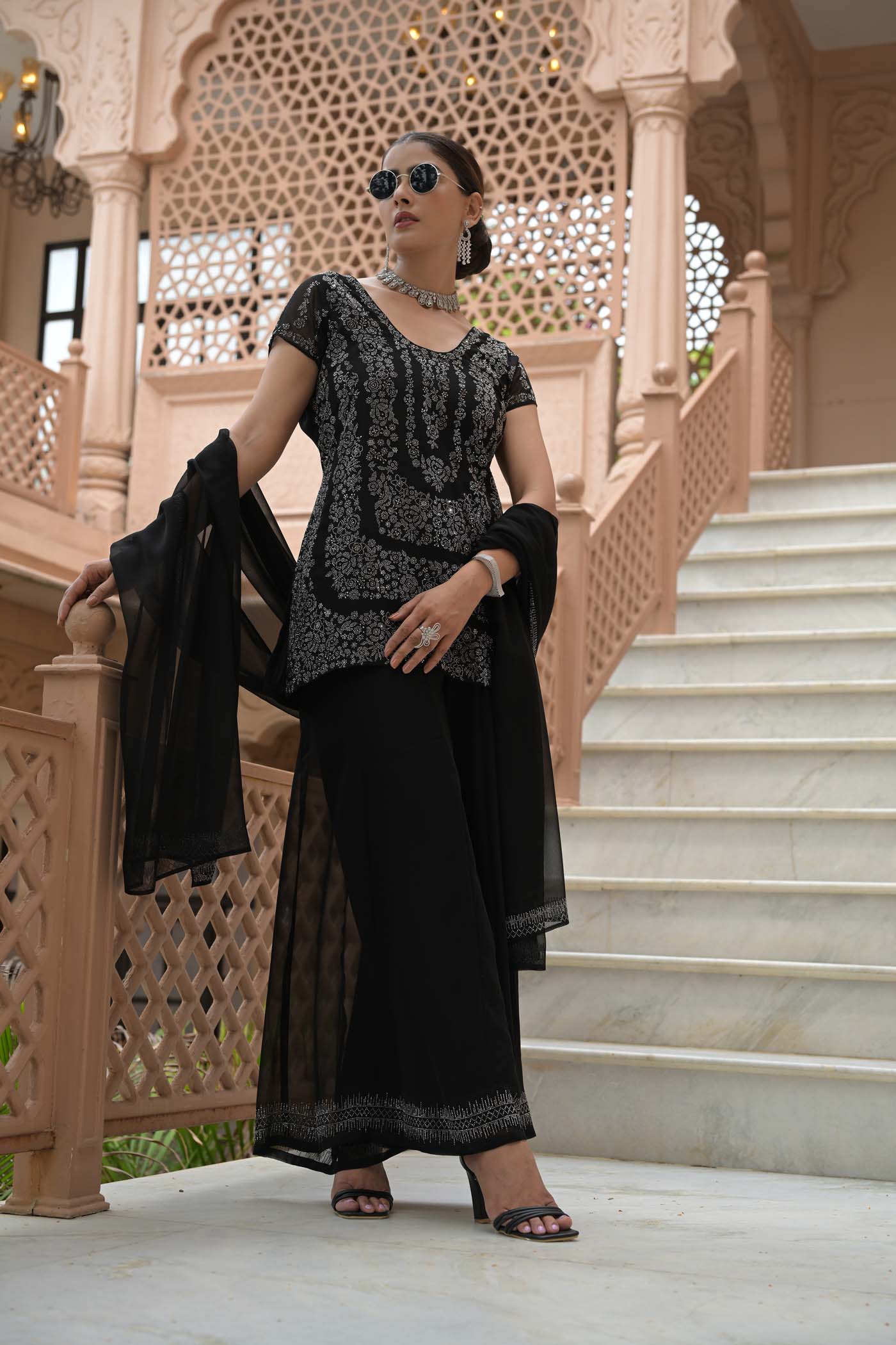 Noir Splendor Sharara Set