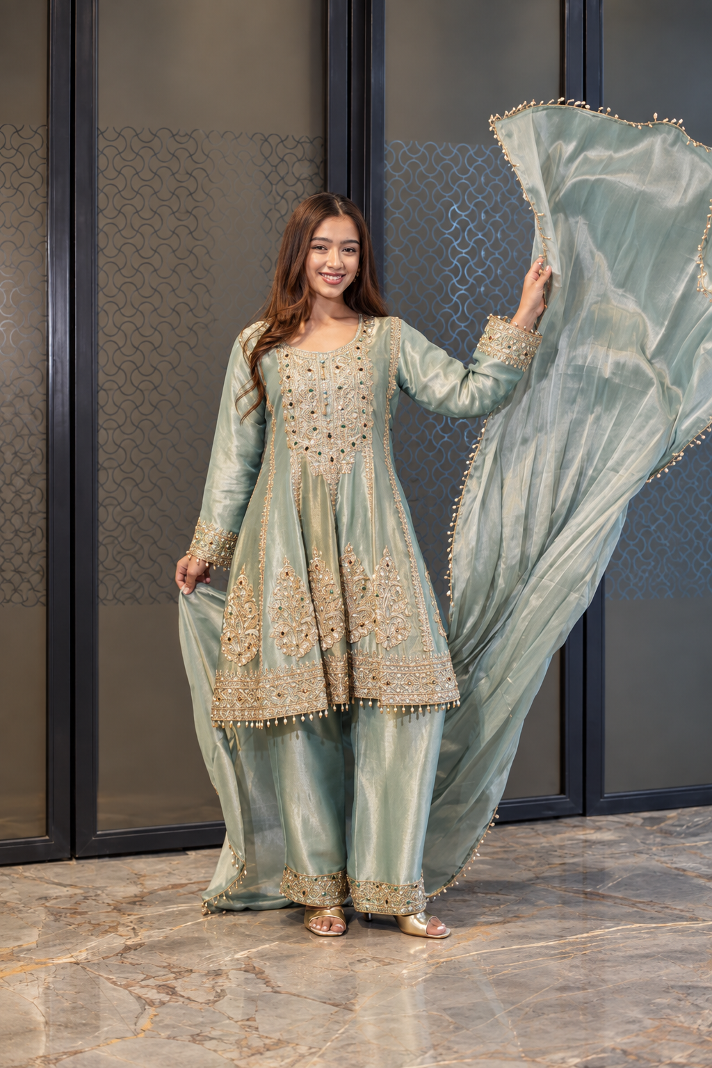 Neelambari Anarkali Set