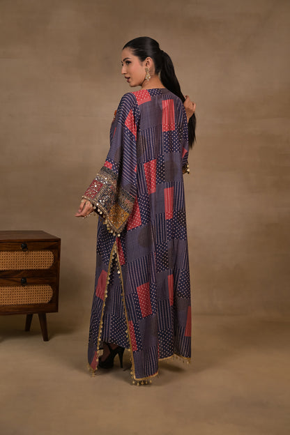 Midnight Patchwork Embellished Kaftan