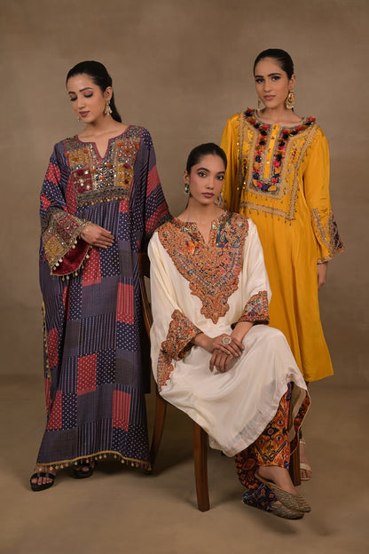 Midnight Patchwork Embellished Kaftan