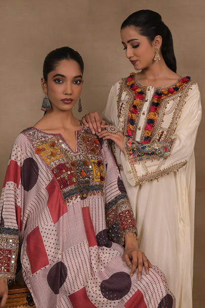 Ruby Patchwork Embellished Kaftan
